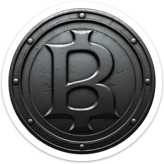 Minimal emoji, gothic metal coin made of black steel, engraved number 2 at the center, ancient industrial aesthetic, worn metal texture, no glow, no neon, flat emoji design, centered, transparent background sticker