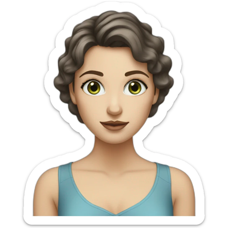white-woman-with-dark-brown-wavy-medium-hair-big-eyes-and-eyelashes-bluegreen-eyes sticker