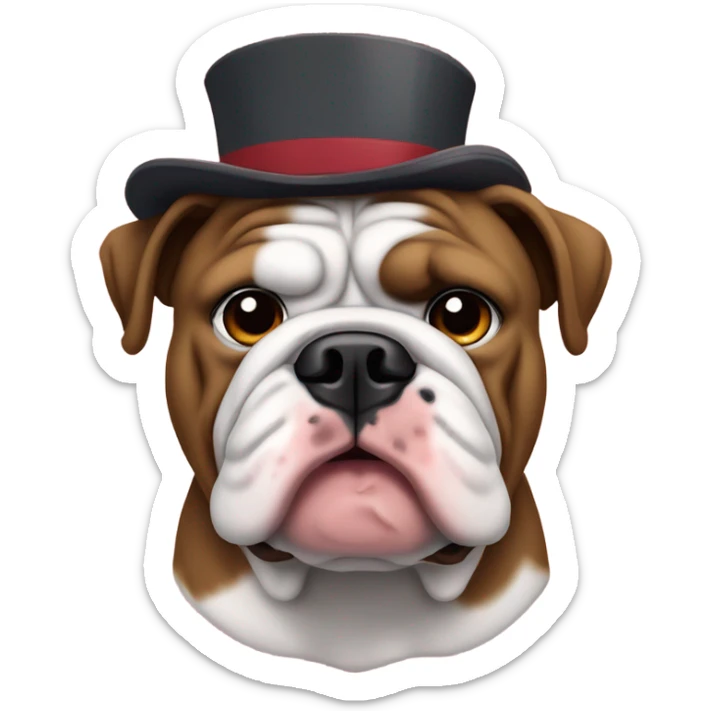 Old English bulldog wearing Alabama crimson tide fan gear sticker
