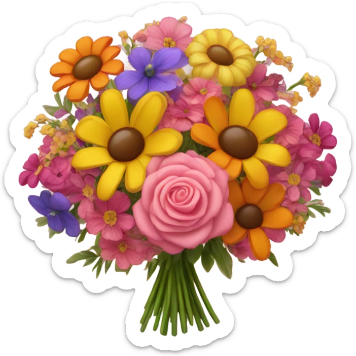 Bouquet of pink and yellow and orange flowers very pretty sticker