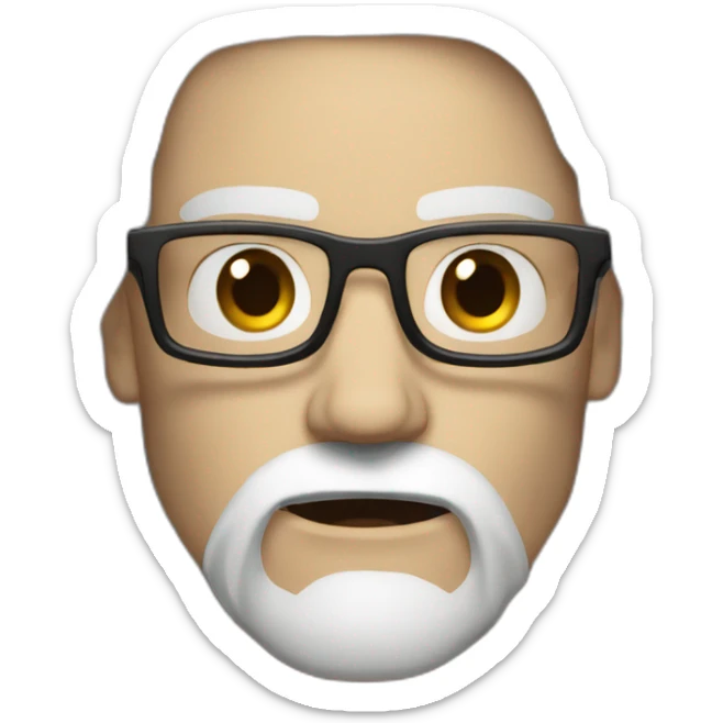 very angry white man with beard, medium lenght dark hair and glasses close up sticker