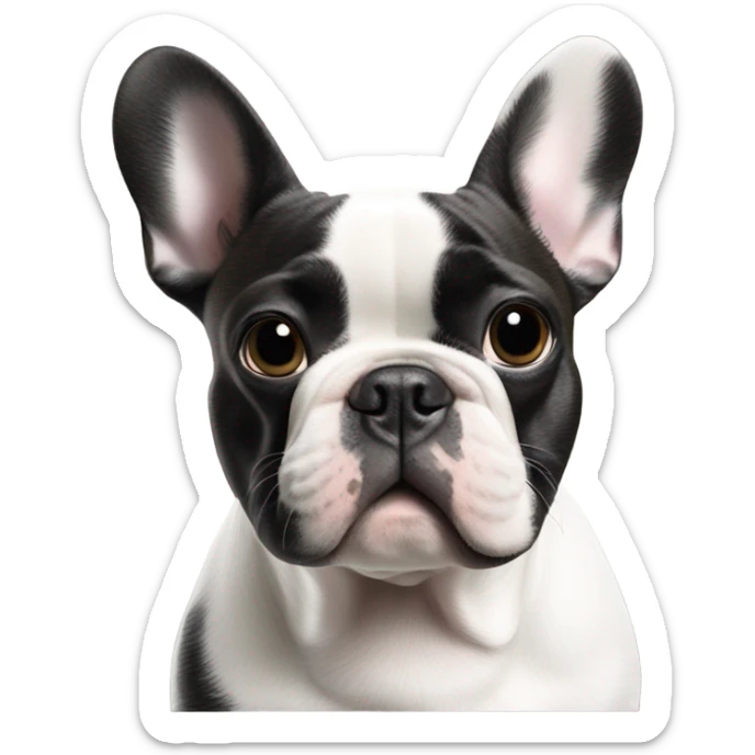 French bulldog white and black with a happy new year 2025 stamp sticker