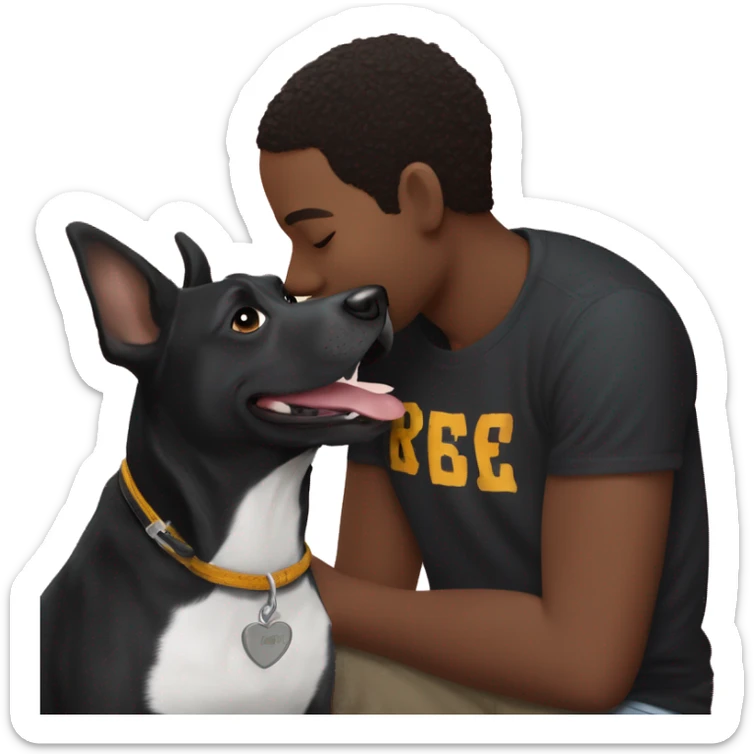 black dog named rosco kissing trey anderson in the bronx sticker