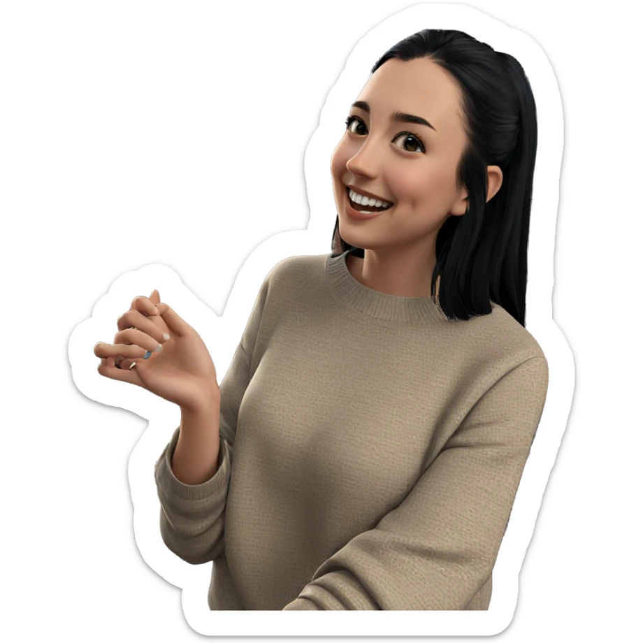 smiling girl with black hair sticker