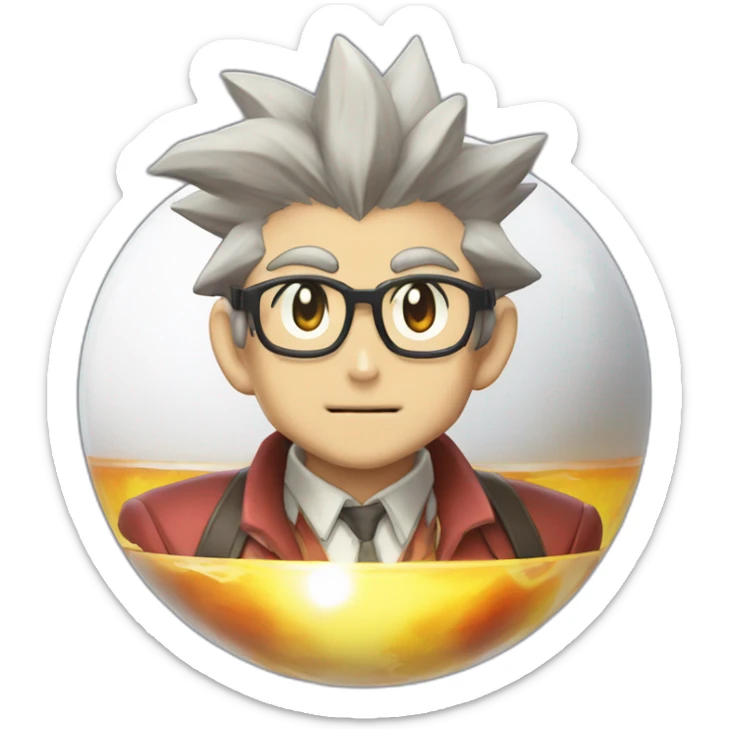 pokemon professor oak anime global trade station badge pokeball sticker