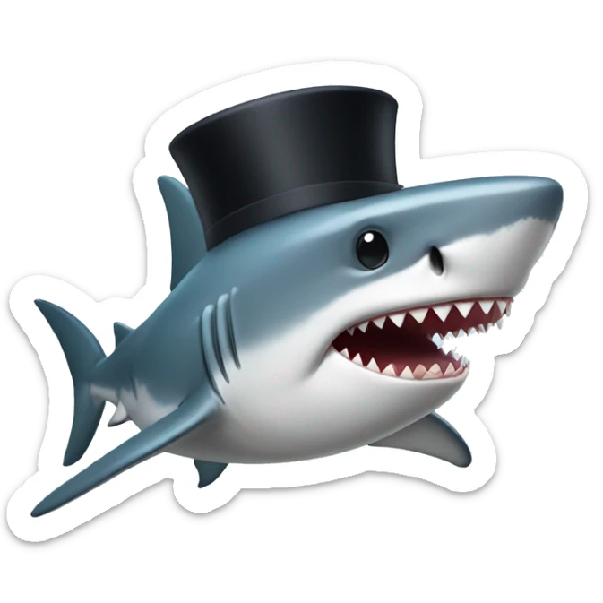 Shark with a top hat sticker