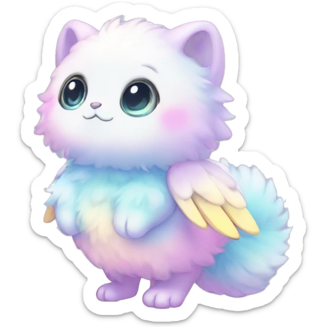 Shiny Cute Cool Innocent Shy Baby Sparkly Colorful Pastel Fluffy beautiful fantasy Kawaii Ethereal Sona Fakemon-animal Full Body sticker