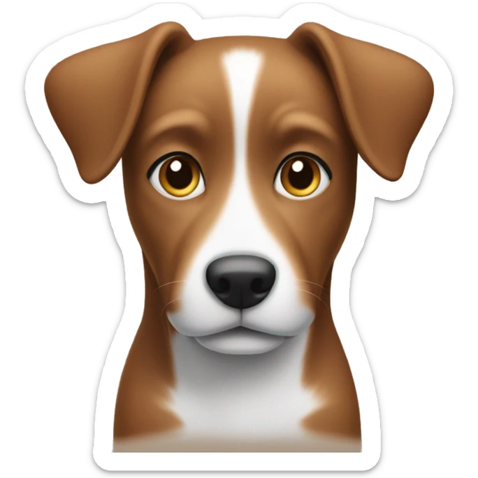Brown dog with white paws, tip of tail, chest and midline of face  sticker