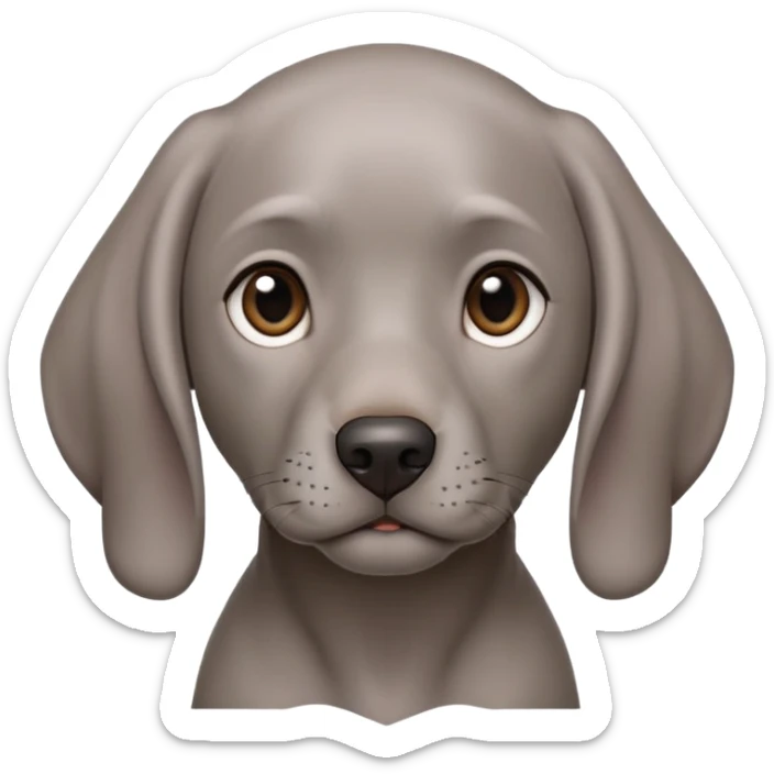 cinematic-noble-weimaraner puppy-portrait-emoji,-poised-and-regal,-with-a-strong,-athletic-build-and-a-lustrous,-well-groomed-grey fur,-deep-set-soulful-brown-eyes,-simplified-yet-sharp-and-sophisticated-features,-highly-detailed, sticker