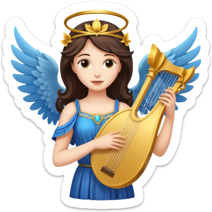 Muse of inspiration with wings and a lyre in her hand sticker