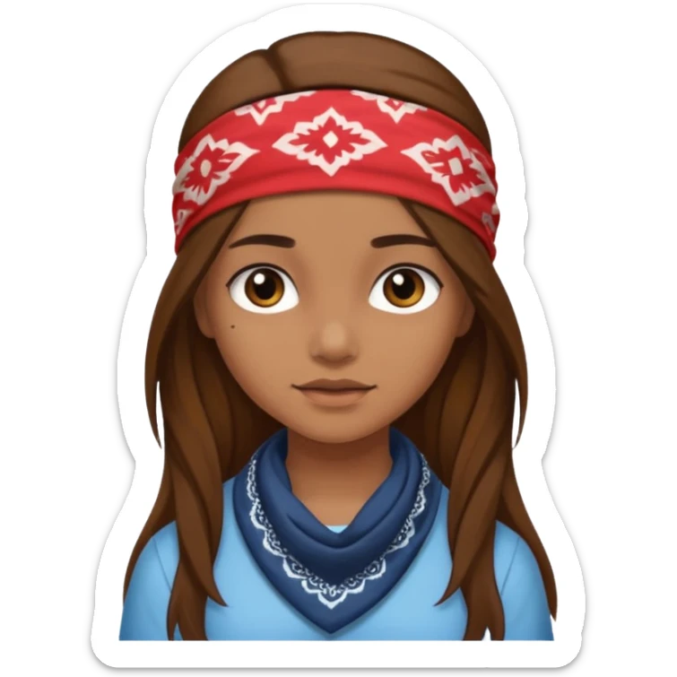 Girl with bandana, brown long hair and swarthy skin sticker