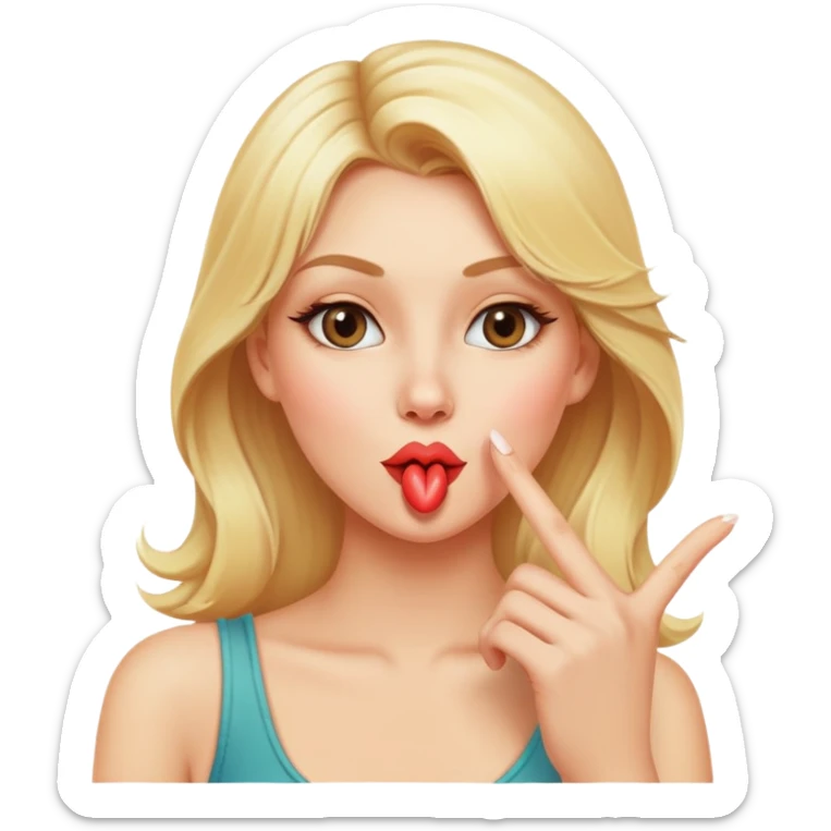 Blonde woman Blowing a kiss and flipping a bird sticker