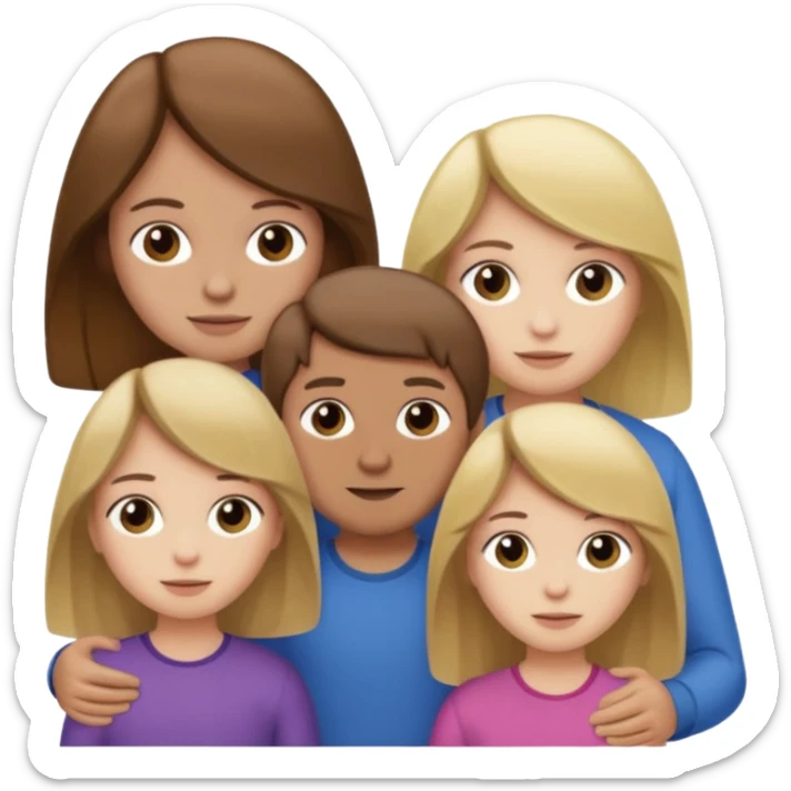 1 brown hair fair skin brother 4 brown hair sisters 1 blond sister sticker
