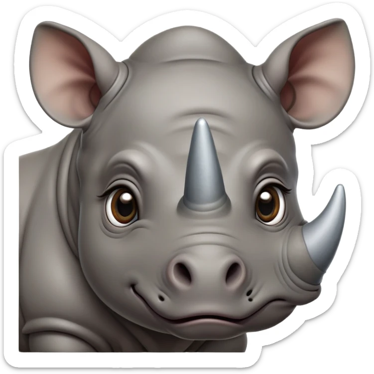 cinematic-noble-baby rhinoceros-portrait-emoji,-poised-and-regal,-with-a-massive,-powerful-build-and-a-thick,-deep-set-soulful-piercing-eyes,-simplified-yet-sharp-and-sophisticated-features,-highly-detailed, large eyes sticker