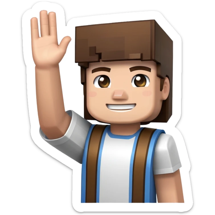 Minecraft character waving sticker