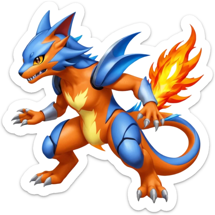 Gabite-Veemon-Digimon-Latias-Peppercat-Pokémon-Flamedramon-fusion-animal-hybrid-creature, Full body  sticker
