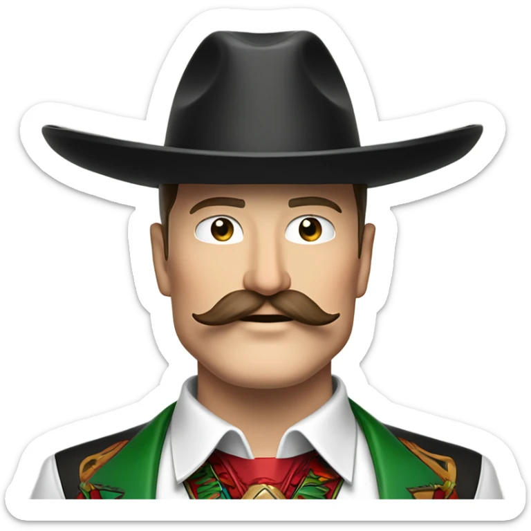  Elon musk eloncho with big mustache and black sombrero mexican hat and Tesla logo red green white Mexican shirt Tesla symbol token sticker