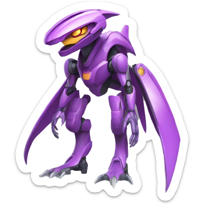a Genesect-Raptor-Fakémon—hybrid with a futuristic visor-helmet full body sticker