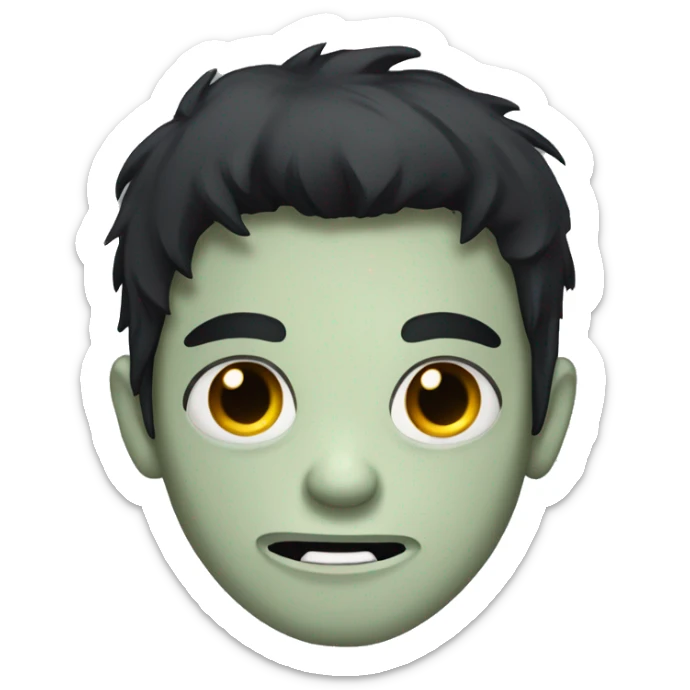 teen boy zombie with dark hair and white shirt sticker