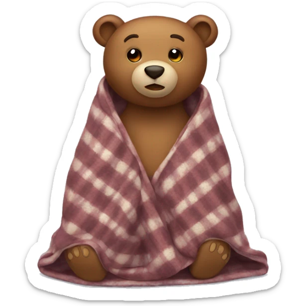 bear cozy in blanket sticker