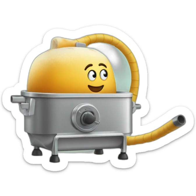 Un aspirateur en forme de pelle tenant un rouleau à pâtisserie sticker