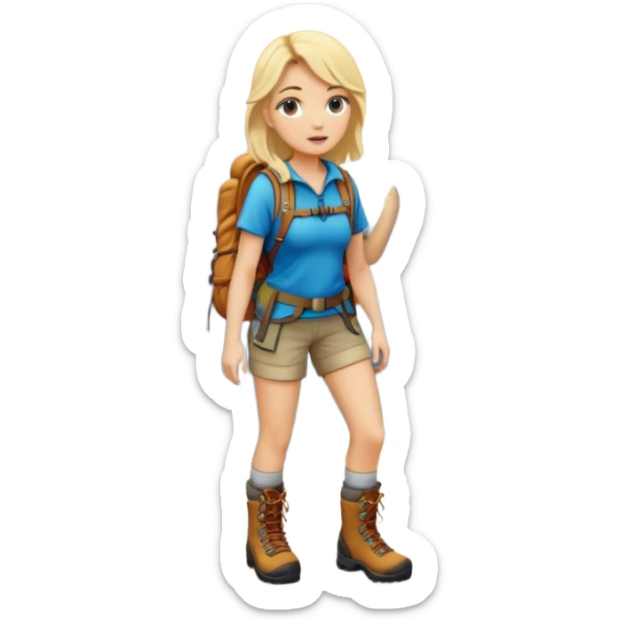white girl, blonde hair, backpacking girl in the mountains sticker
