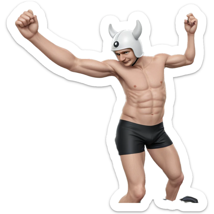 topless boy in playful helmet sticker