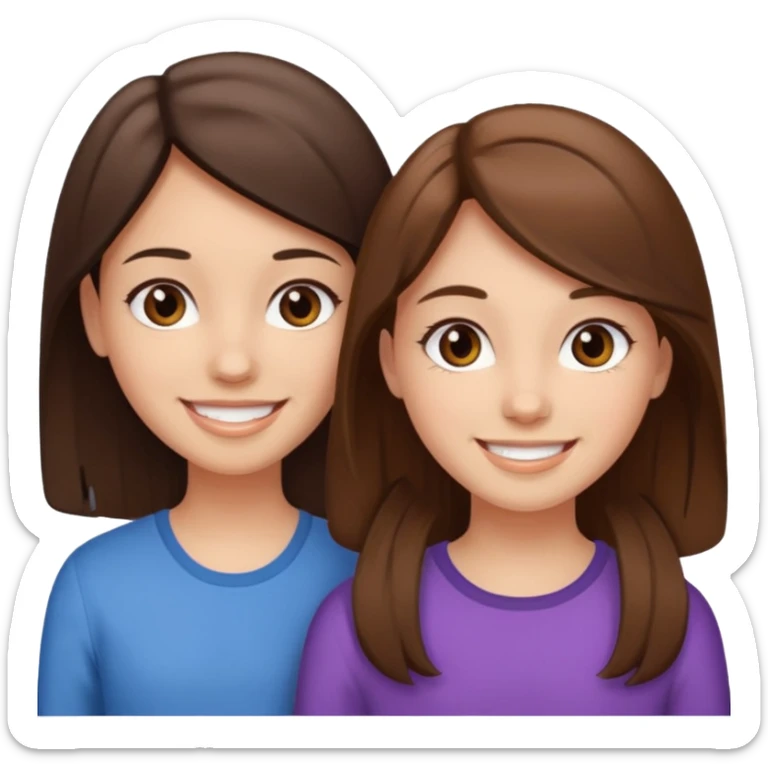 2 Besties g girls one dark brown hair one light brown hair sticker