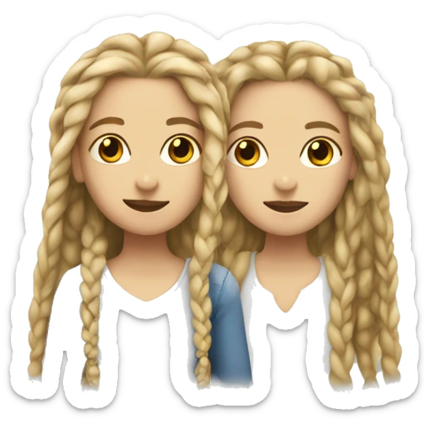 2 blonde white girls in love one with dreads and one with 2 braids sticker