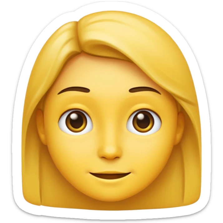 apple style emoji of a face with slight smile, simplified cartoon features, yellow skin, inspired by Apple emoji style, based on the reference photo sticker