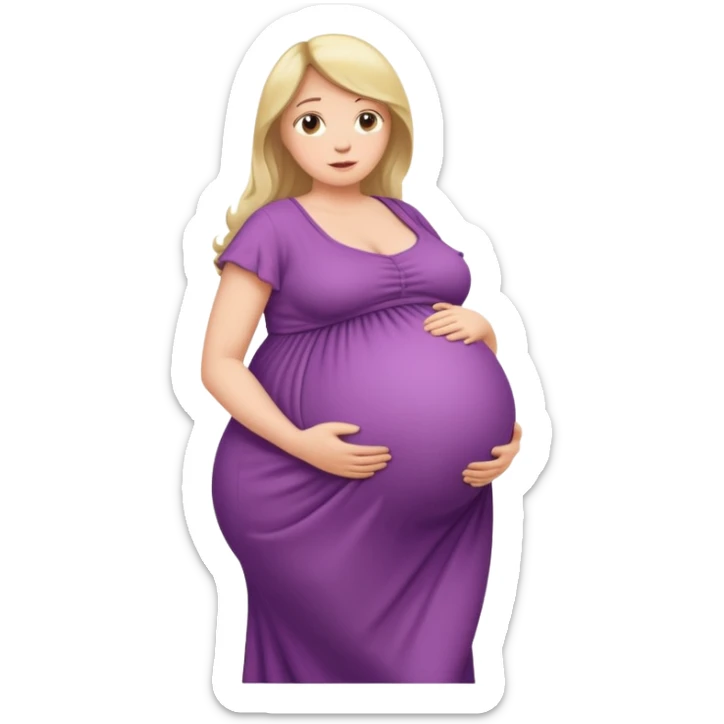 very heavily pregnant overdue woman with very large belly sticker