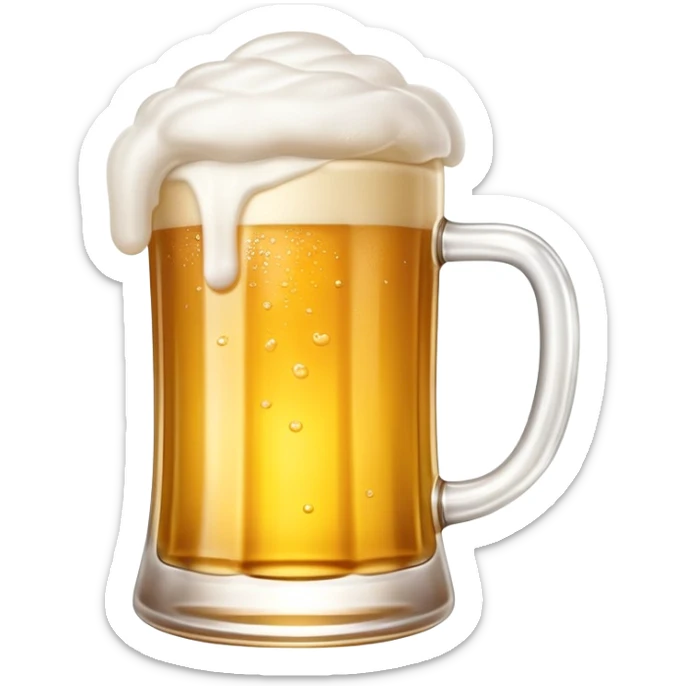 Tsingtao beer in glass mug, golden beer with white foam, iconic Chinese beer, emoji style sticker