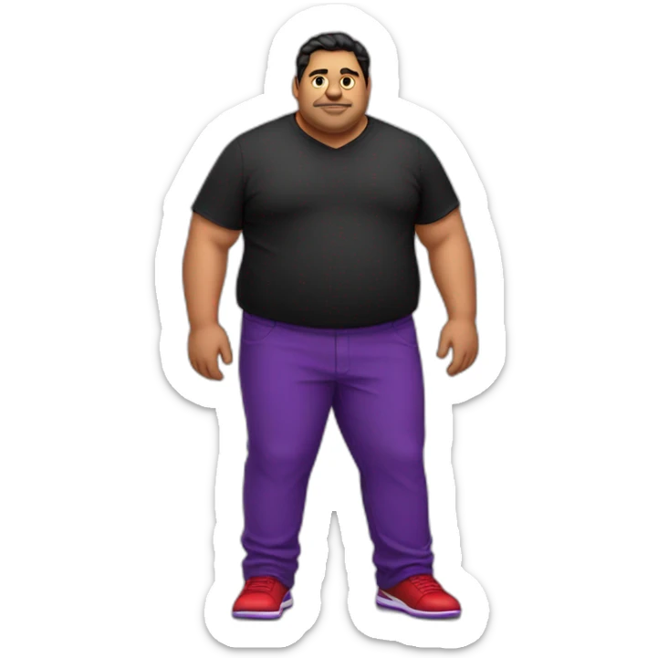 Fat latino Guy with red pants and purple shoes and black shirt sticker