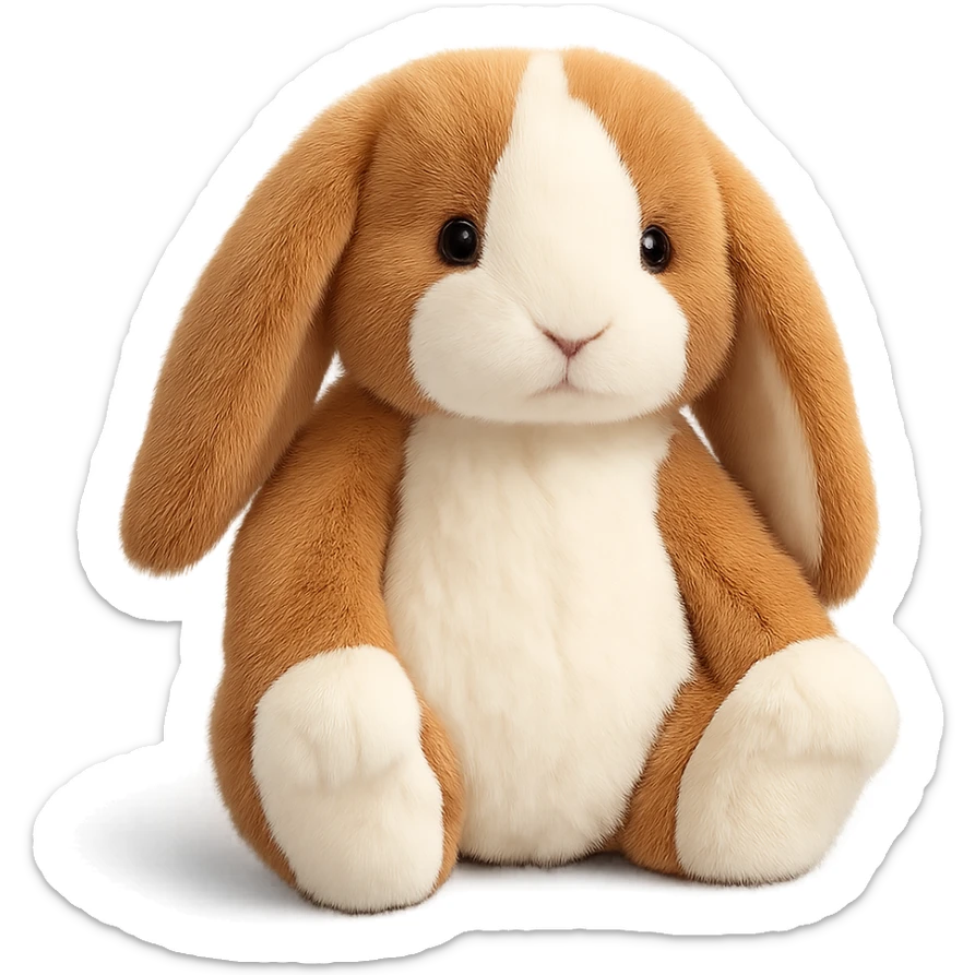cute brown and white holland lop jellycat bunny plushie sticker