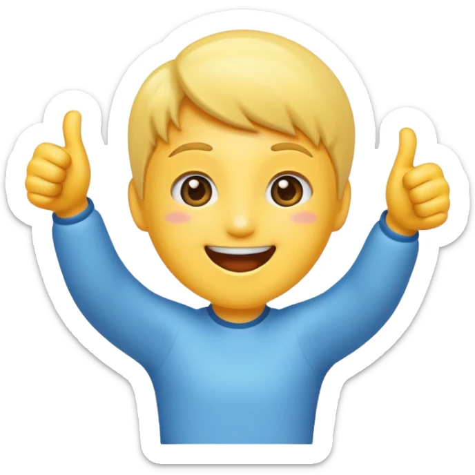 whimsical emoji of '도훈up' jumping in with a thumbs up, sparkling eyes, sense of team spirit sticker