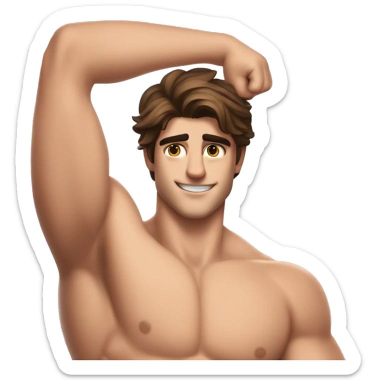 Jacob Elordi, showing armpits, flexing, guy putting face to his arm   sticker