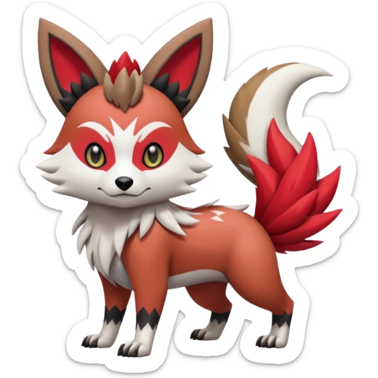 Meloetta-Rocruff-Furret-Obstagoon-Lycanroc-Zangoose-Pokémon-Fakémon-fusion-hybrid-creature sticker