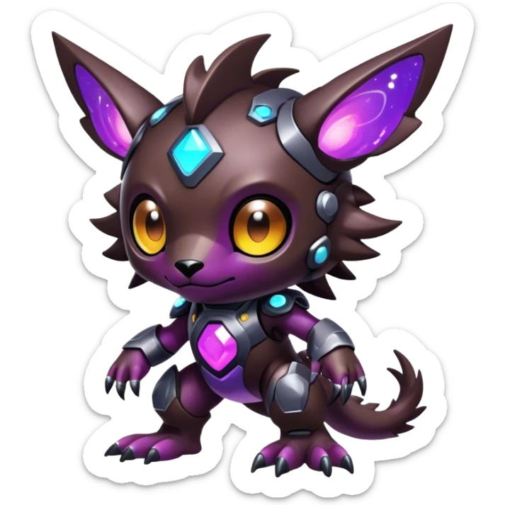 Cute cool colorful futuristic dark nebula fantasy-Digimon-animal-hybrid full body sticker