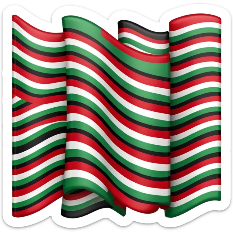 African American flag, The flag takes the stars and stripes design of the United States flag and replaces the red, white, and blue with green, red, and black The canton in the upper left corner is green with 50 black stars, while the thirteen stripes alternate between red and black sticker