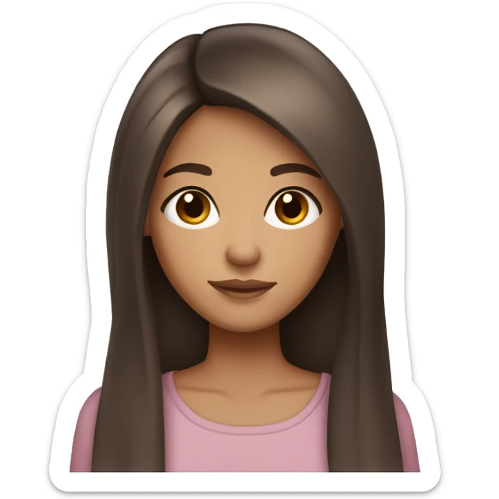 Cozy brunette girl with brown eyes and tan skin with straight hair sticker