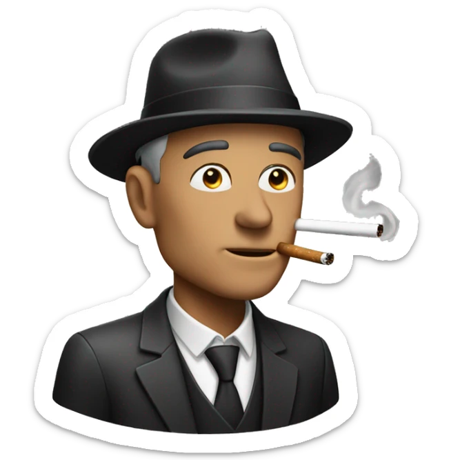 smoking man with hat sticker