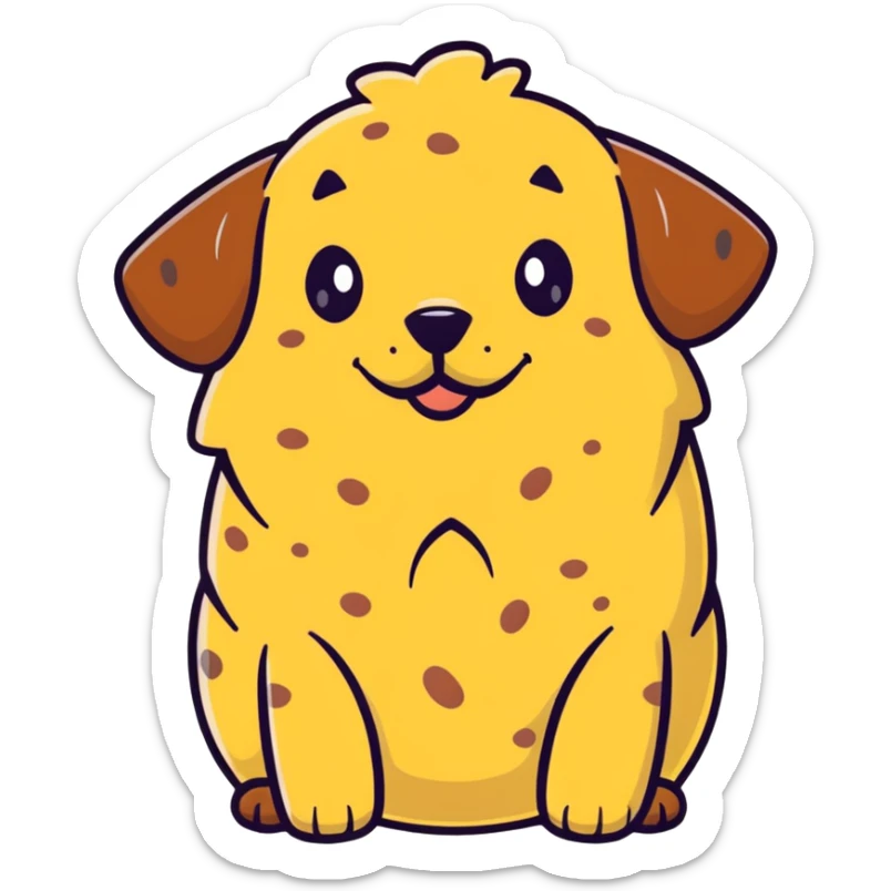 A cartoon dog emoji with a potato-like texture and brown speckles — looks like a potato dog. sticker