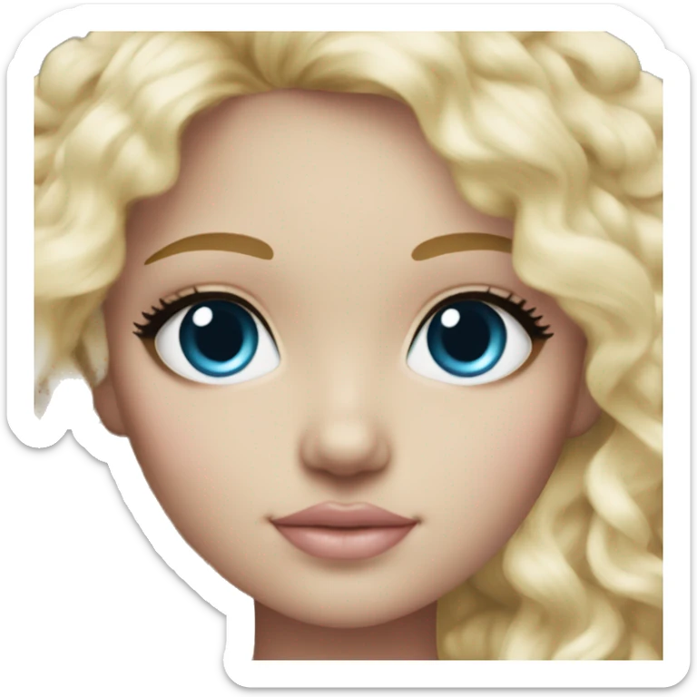 ocean blue doll eyes, blonde hair, feminine, pink, girl, angelic sticker