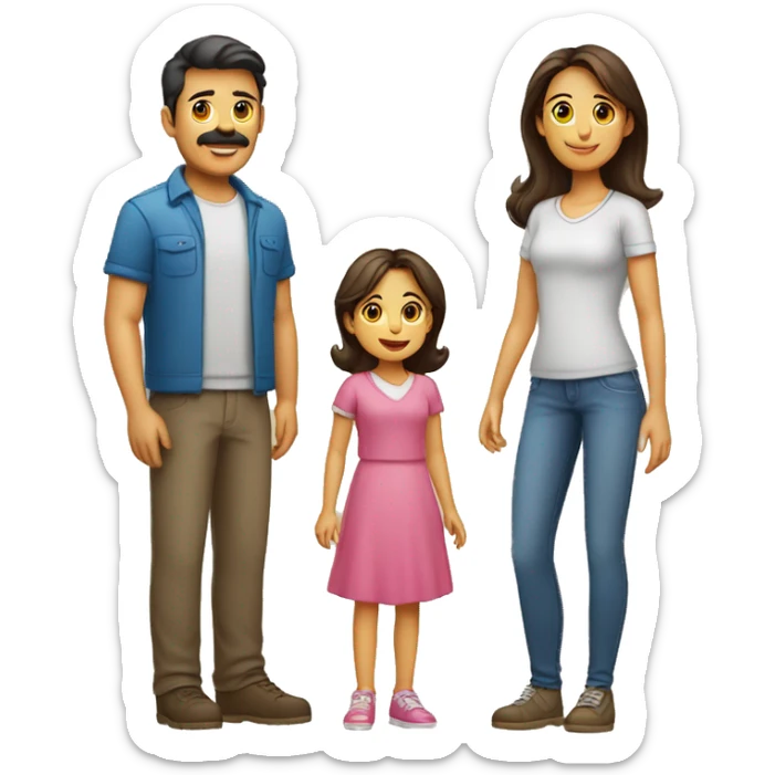 Familia de 5 personas papá mamá 2 hijos 1 hija sticker