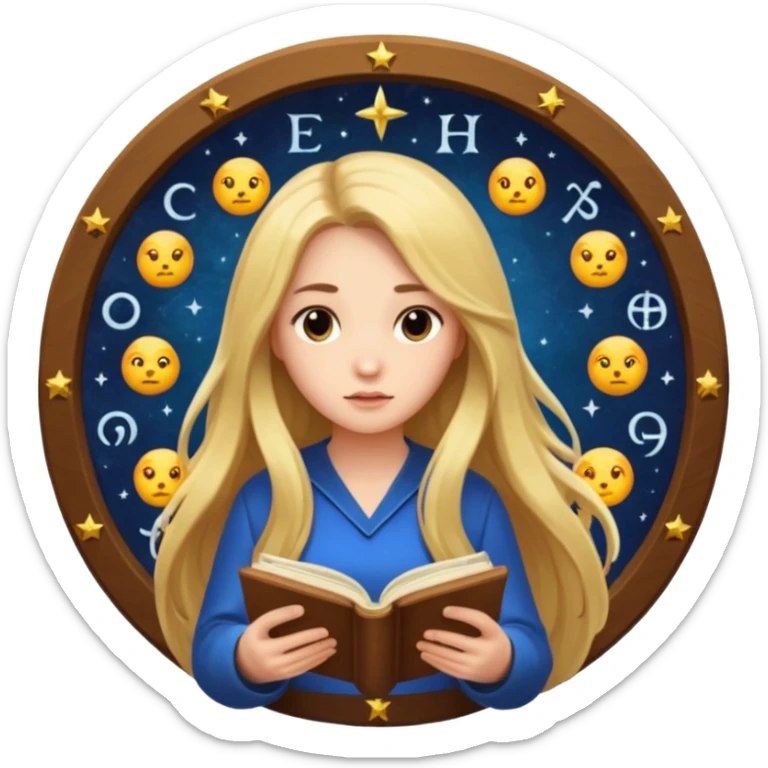 emoji of a girl with long hair reading a horoscope sticker