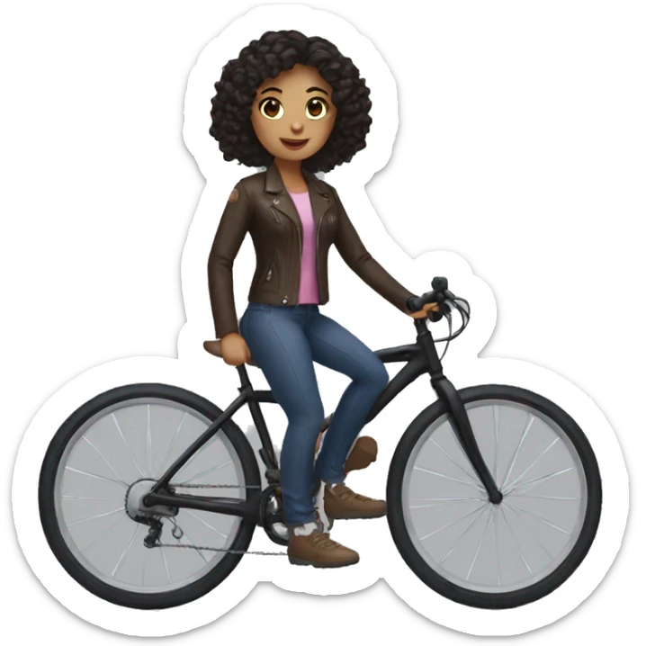 I need to generate a girl with dark hair on a bike sticker