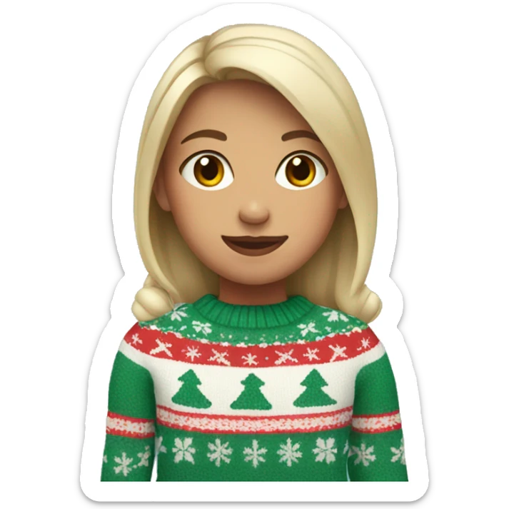 Girl in Christmas sweater sticker