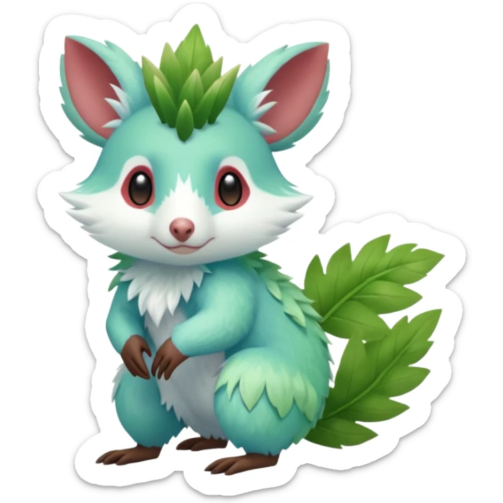 Virizion-Aurora-Possum-Amaura-Shaymin-hybrid-creature (full body) sticker