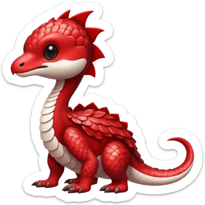 Cute cool scaley white red dark-brown animal hybrid Fakemon full body sticker
