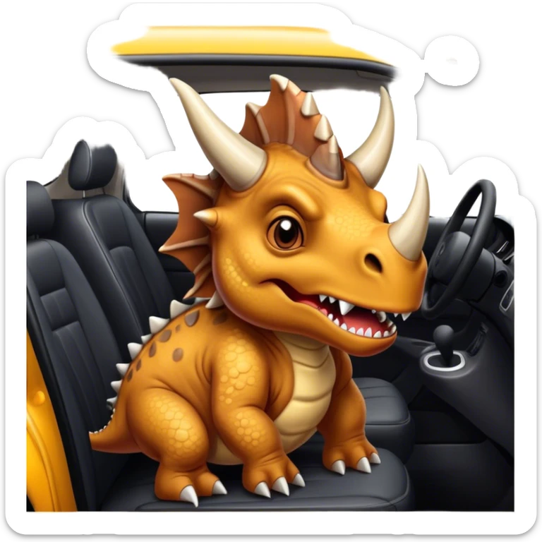 angry office triceratops in the back seat of the taxi sticker